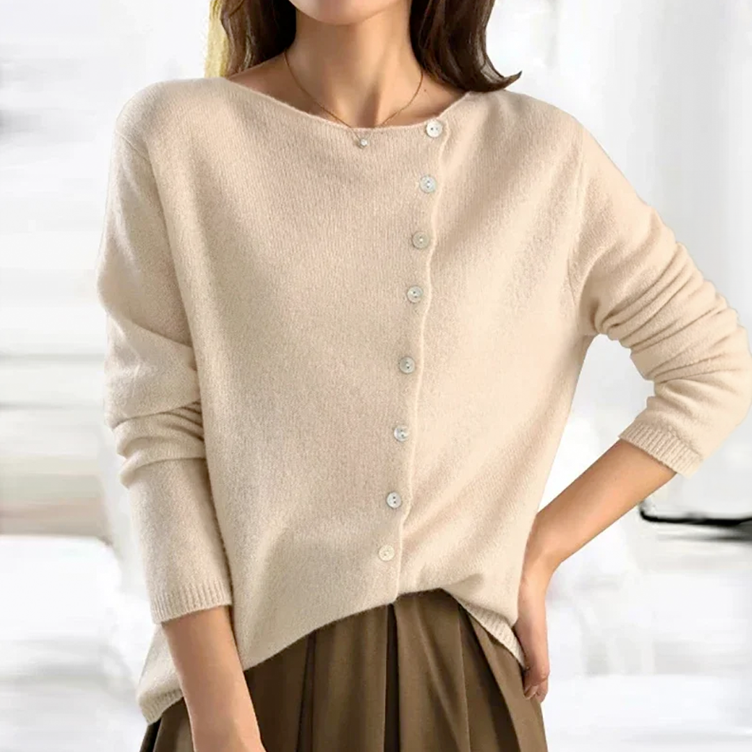 Elin™ - Top de punto relajado y acogedor con botones 