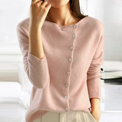 Elin™ - Top de punto relajado y acogedor con botones 