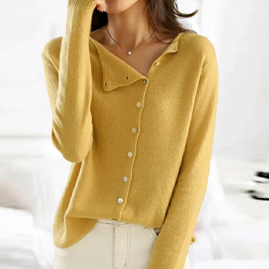 Elin™ - Top de punto relajado y acogedor con botones 