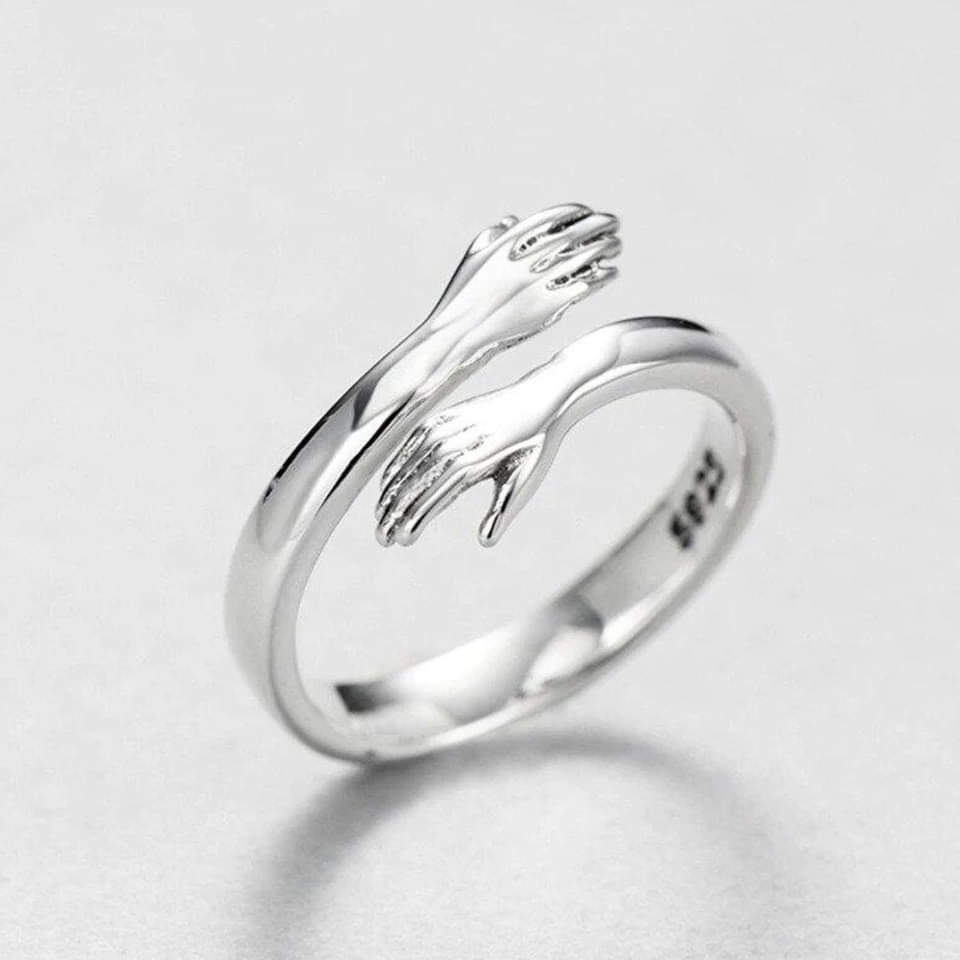 Anillo de abrazo ajustable en plata 
