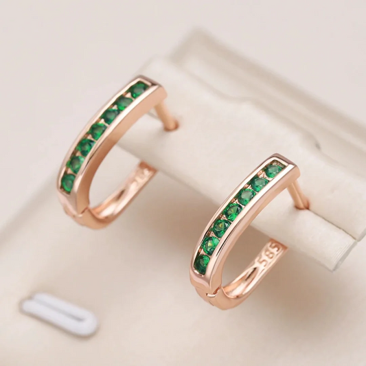 Pendientes elegantes con cristales verdes 