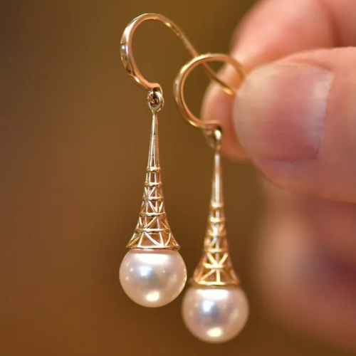 Pendientes vintage de perlas doradas 