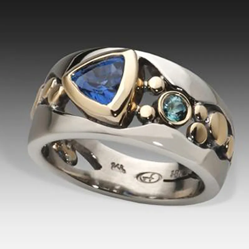 Anillo vintage de cristal azul en plata 