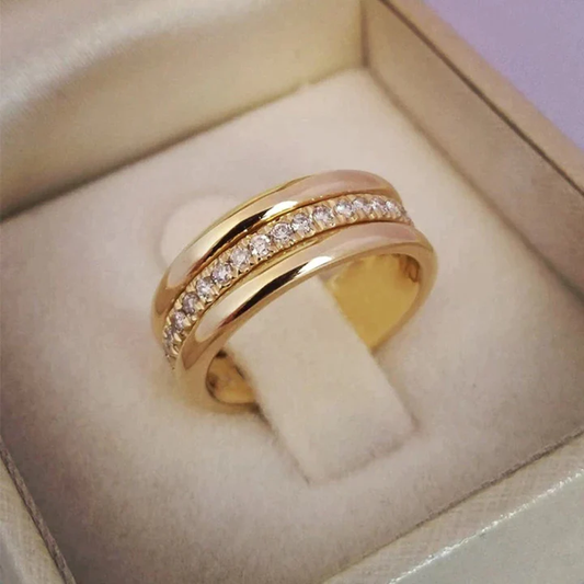 Anillo elegante con doble circonita 