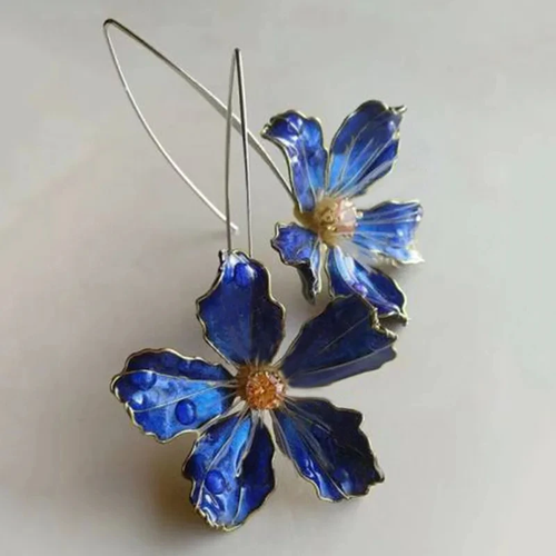 Bliss - Pendientes vintage de flores azules 