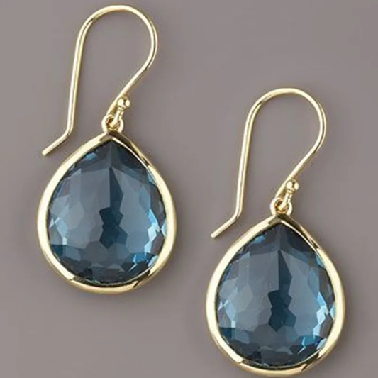 Pendientes vintage con cristales azules en forma de gota 