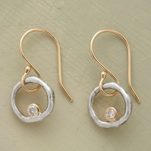Pendientes vintage de circonitas doradas y plateadas 