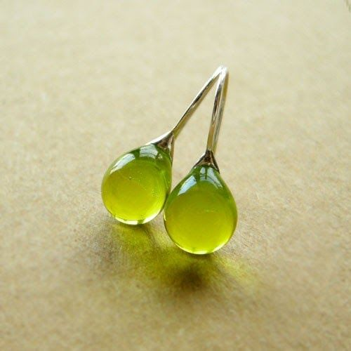 Chic - Pendientes vintage de cristal de oliva 