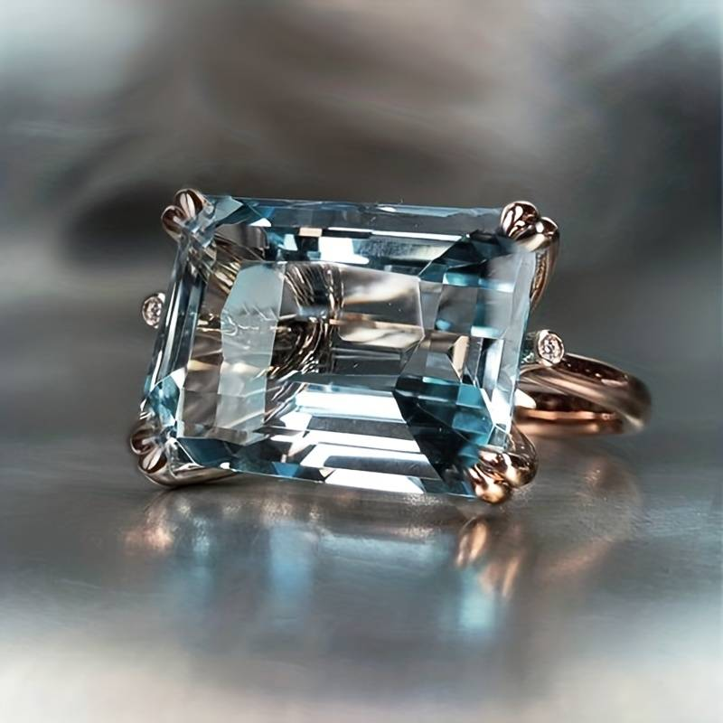 Anillo vintage con circonita azul 