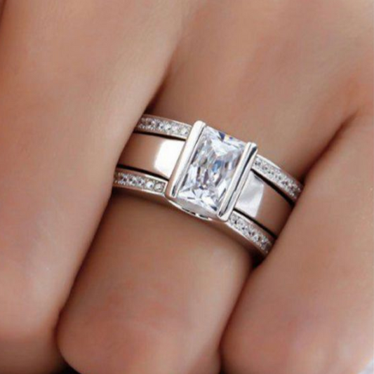 Anillo vintage de cristal con incrustaciones