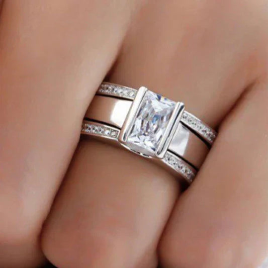 Anillo vintage en cristal bañado en plata 