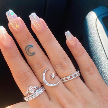 Anillo de Luna y Estrella en Plata