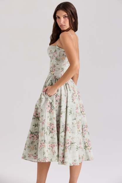 Zara™ | Vestido floral con ballenas 