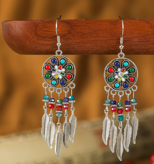 Pendientes de mandala de colores vintage 