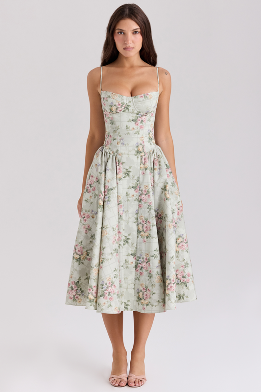 Zara™ | Vestido floral con ballenas 