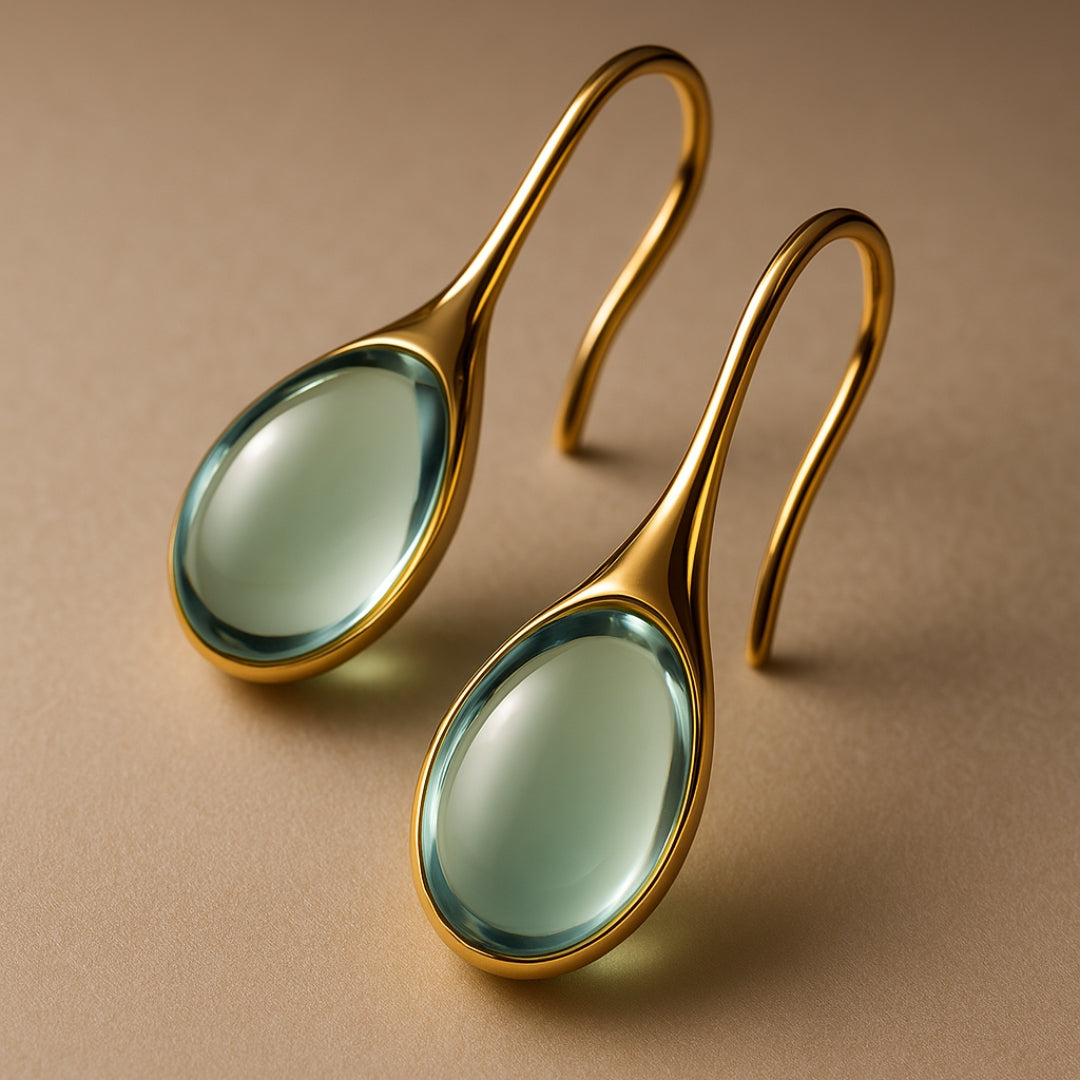 Pendientes colgantes de cristal en oro y plata