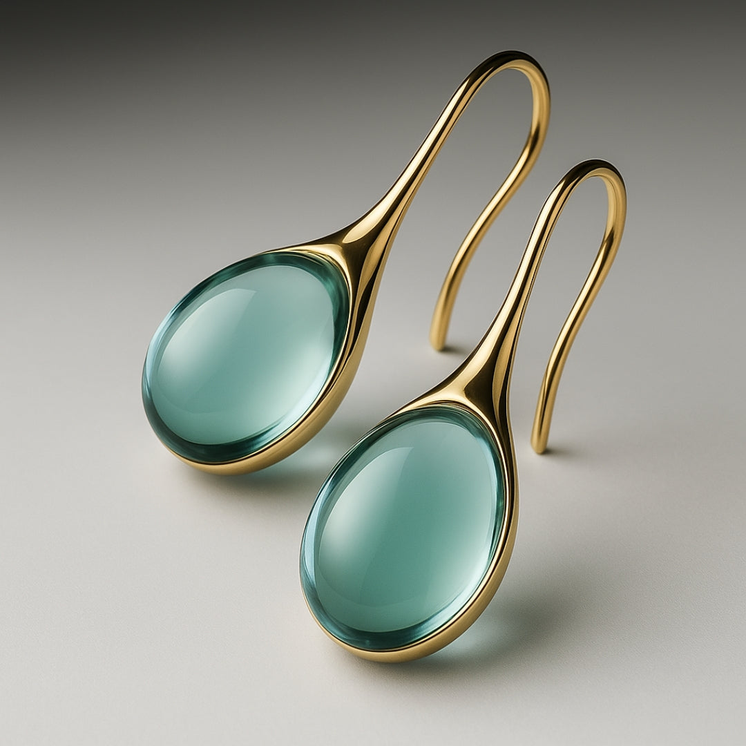 Pendientes colgantes de cristal en oro y plata