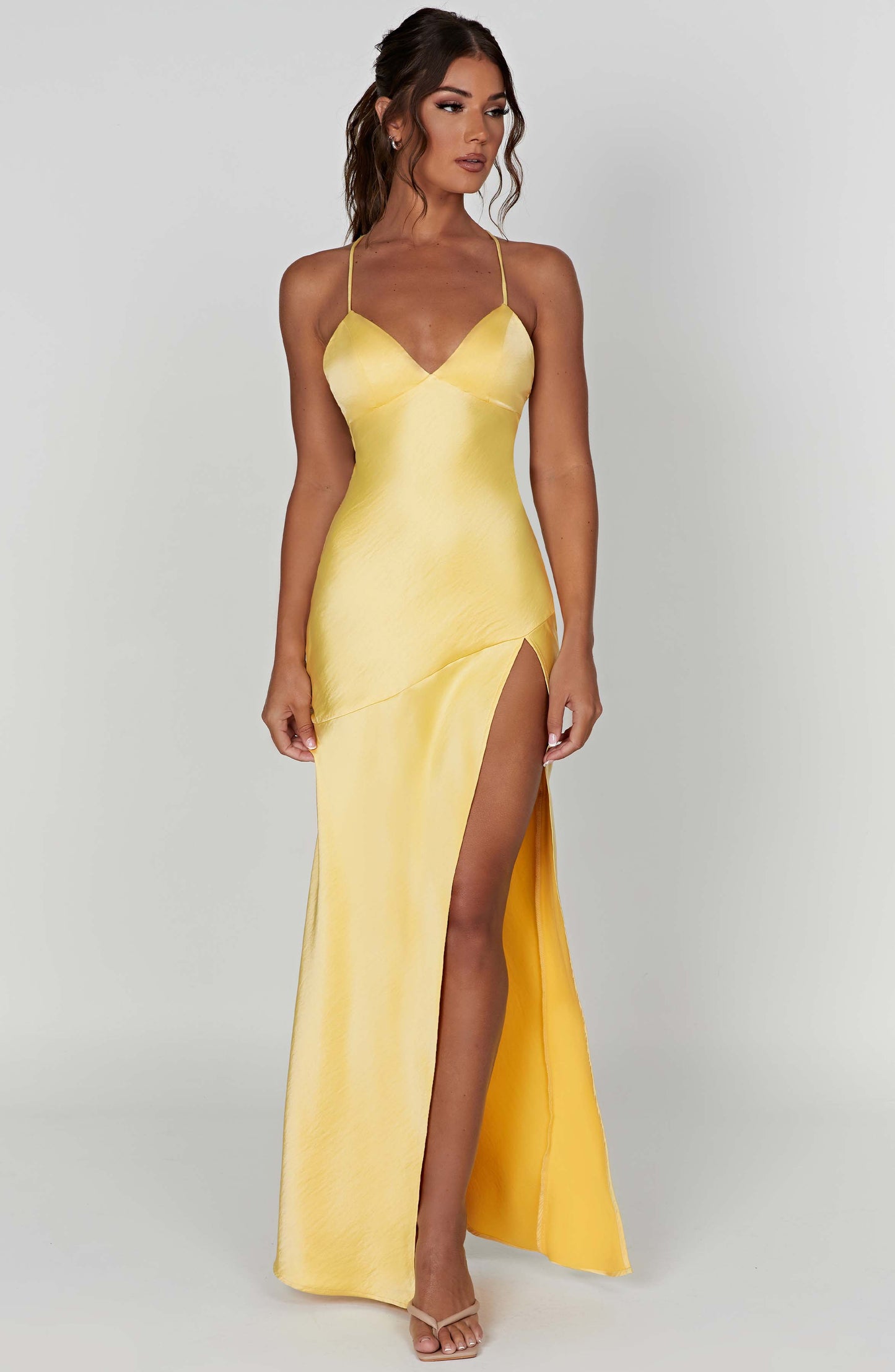 Meliva™ | Vestido largo con abertura alta 