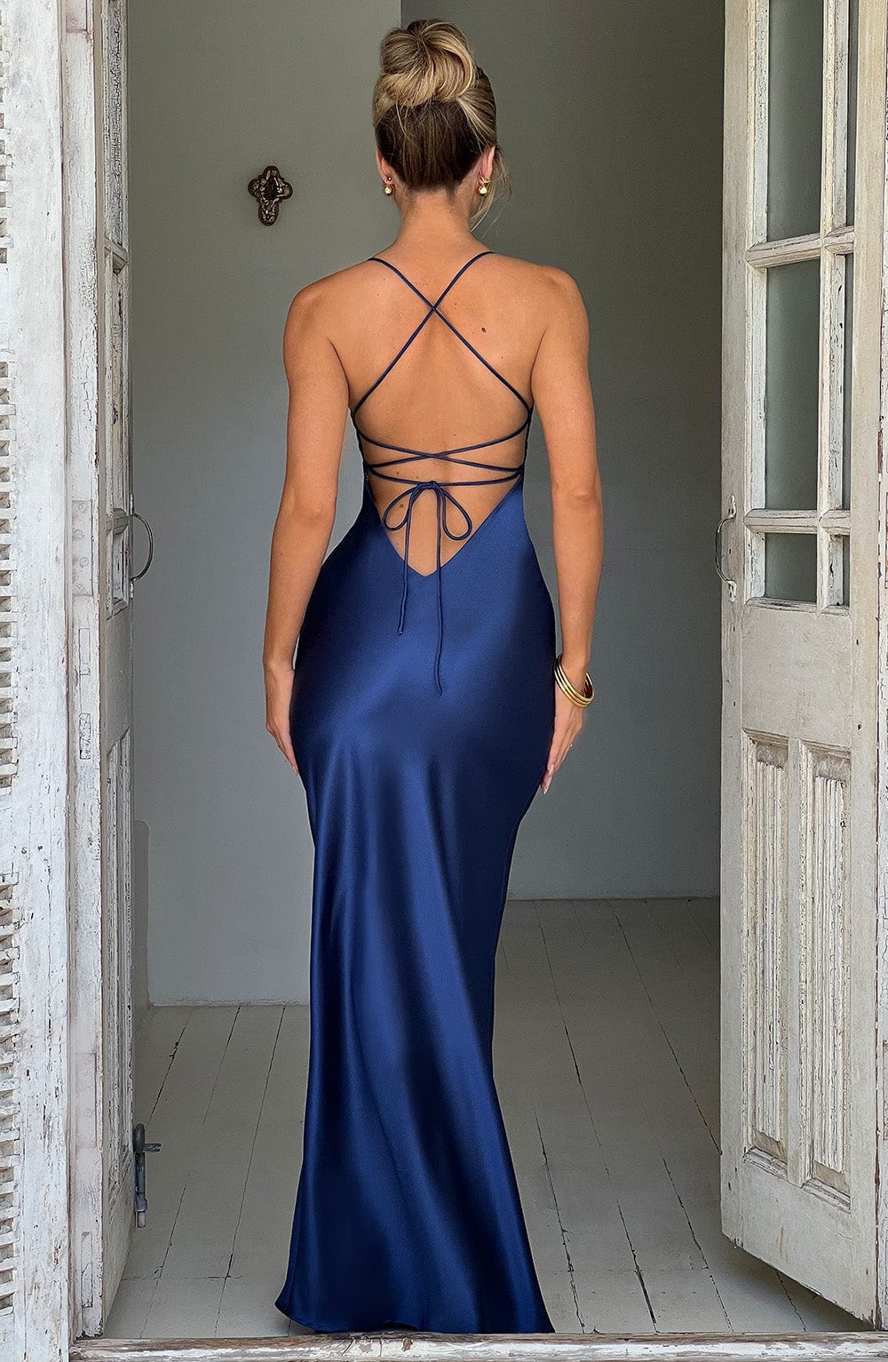 Meliva™ | Vestido largo con abertura alta 