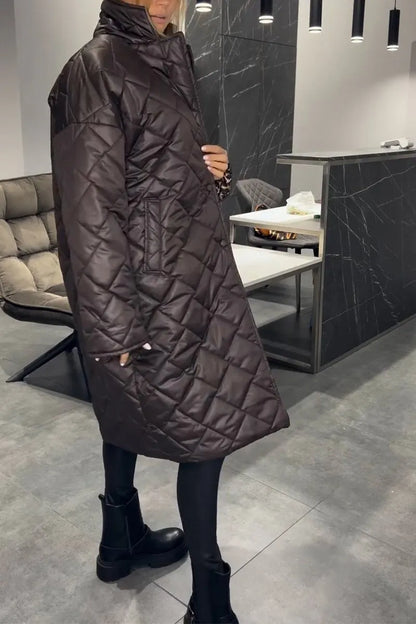 Ava – Abrigo acolchado reversible con forro de estampado de leopardo