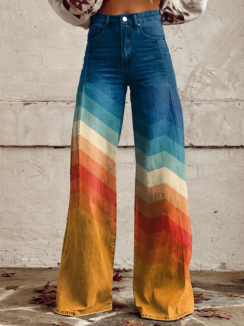 Aria | Pantalones elegantes con estampado en zigzag