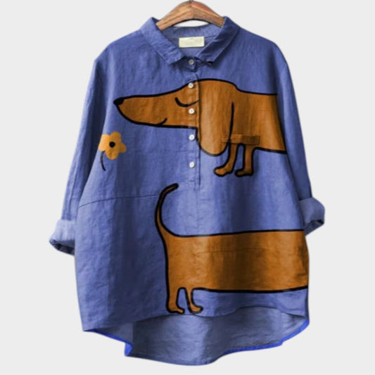 Ruby | Camisa oversize con diseño de perro y comodidad diaria para un look despreocupado 