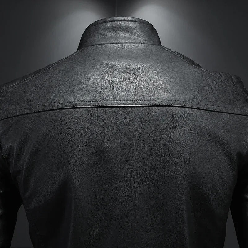 Chaqueta de cuero con cuello alto Luca