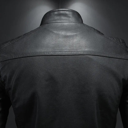 Chaqueta de cuero con cuello alto Luca