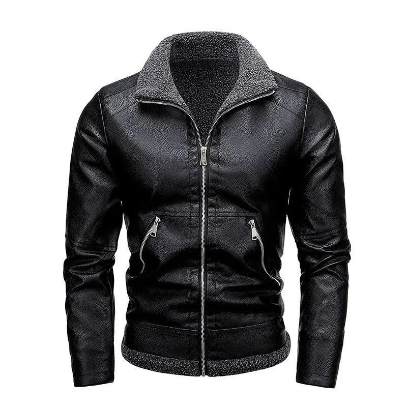 Elegante chaqueta de cuero polar