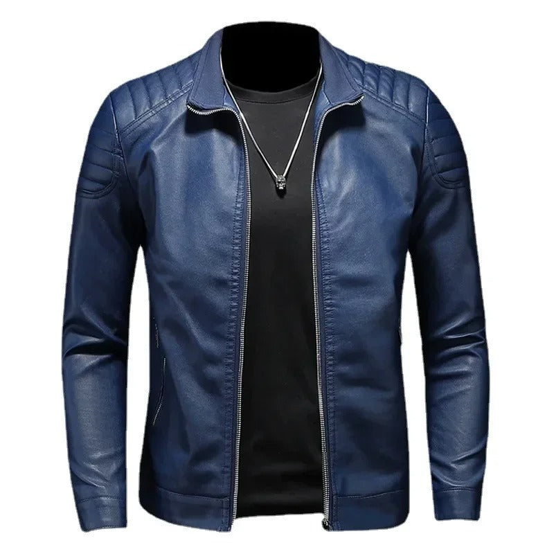 Chaqueta de cuero con cuello alto Luca