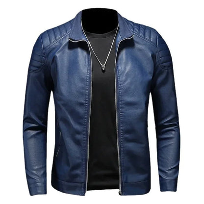 Chaqueta de cuero con cuello alto Luca