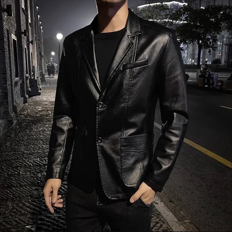 Chaqueta de cuero informal de negocios
