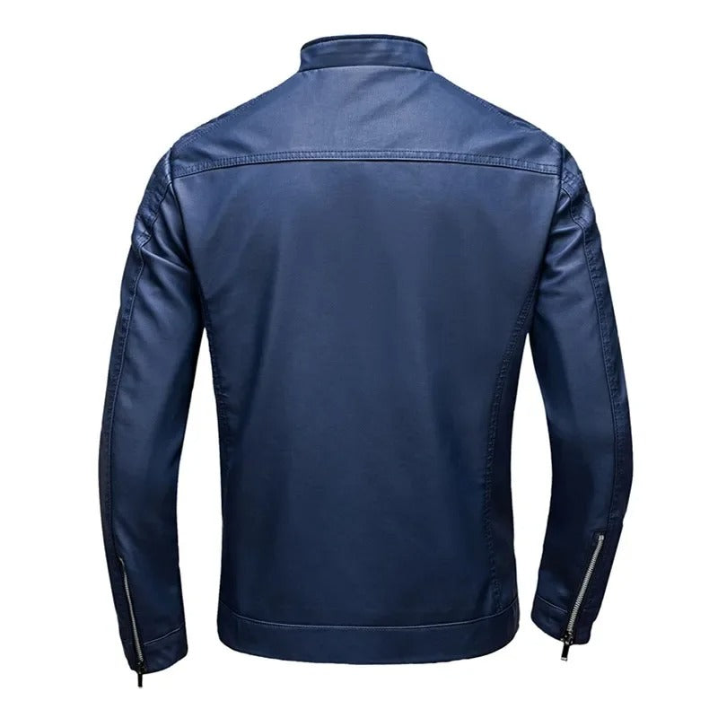 Chaqueta de cuero con cuello alto Luca