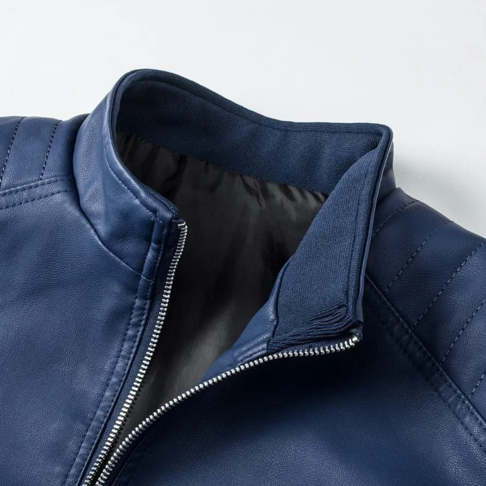 Chaqueta de cuero con cuello alto Luca