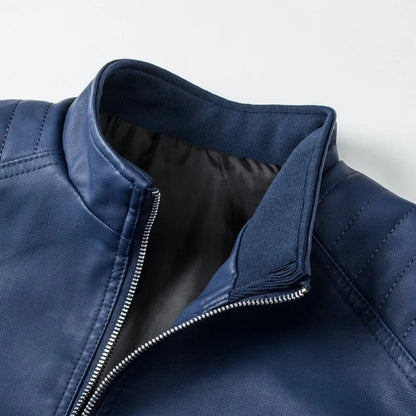 Chaqueta de cuero con cuello alto Luca