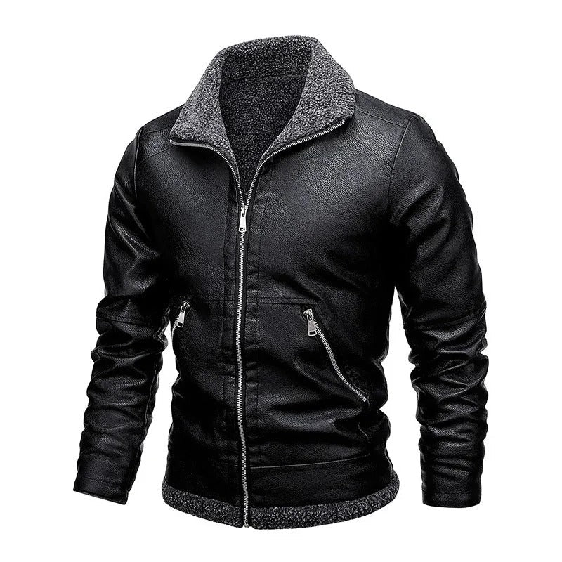 Elegante chaqueta de cuero polar