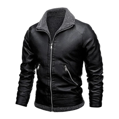 Elegante chaqueta de cuero polar