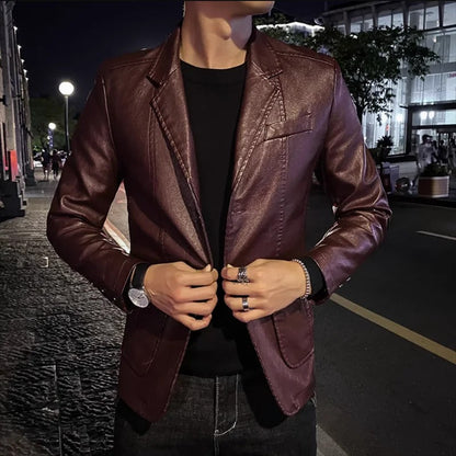 Chaqueta de cuero informal de negocios