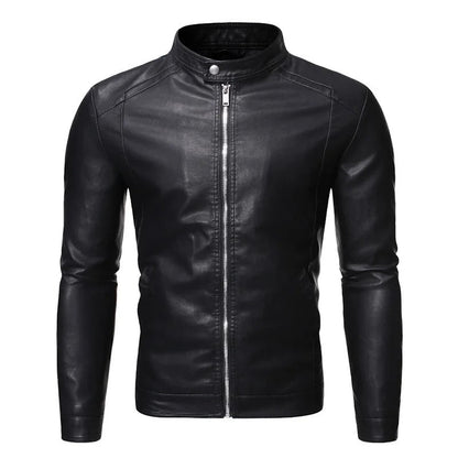 Chaqueta de cuero con cuello alto