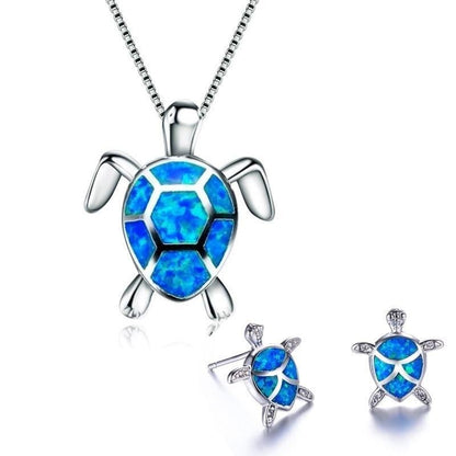 Conjunto de joyas de tortuga marina de ópalo 