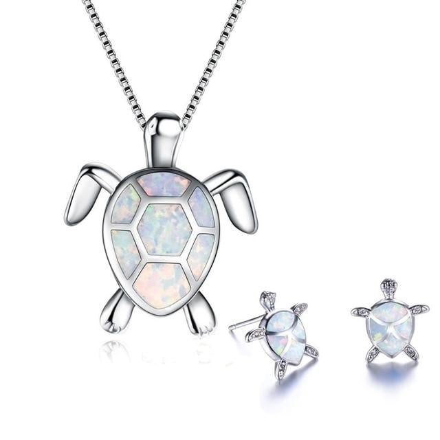 Conjunto de joyas de tortuga marina de ópalo 