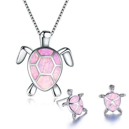 Conjunto de joyas de tortuga marina de ópalo 