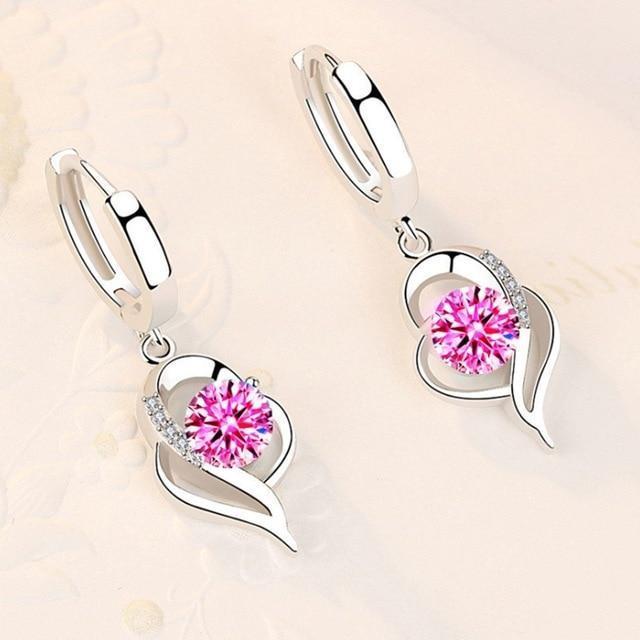 Pendientes florales de plata con circonitas 