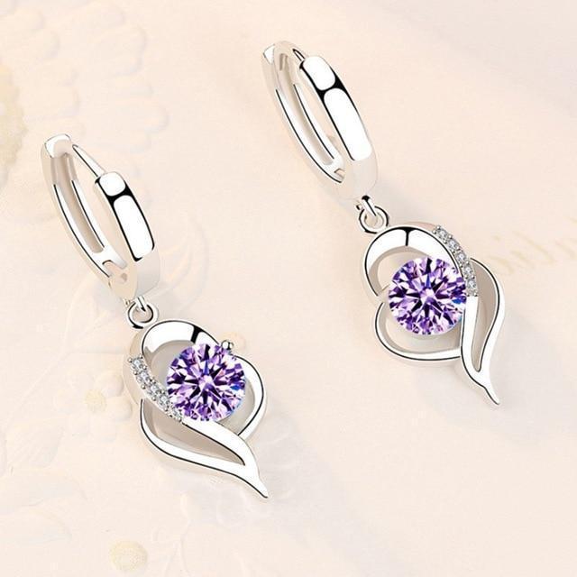 Pendientes florales de plata con circonitas 