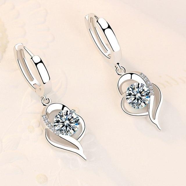 Pendientes florales de plata con circonitas 