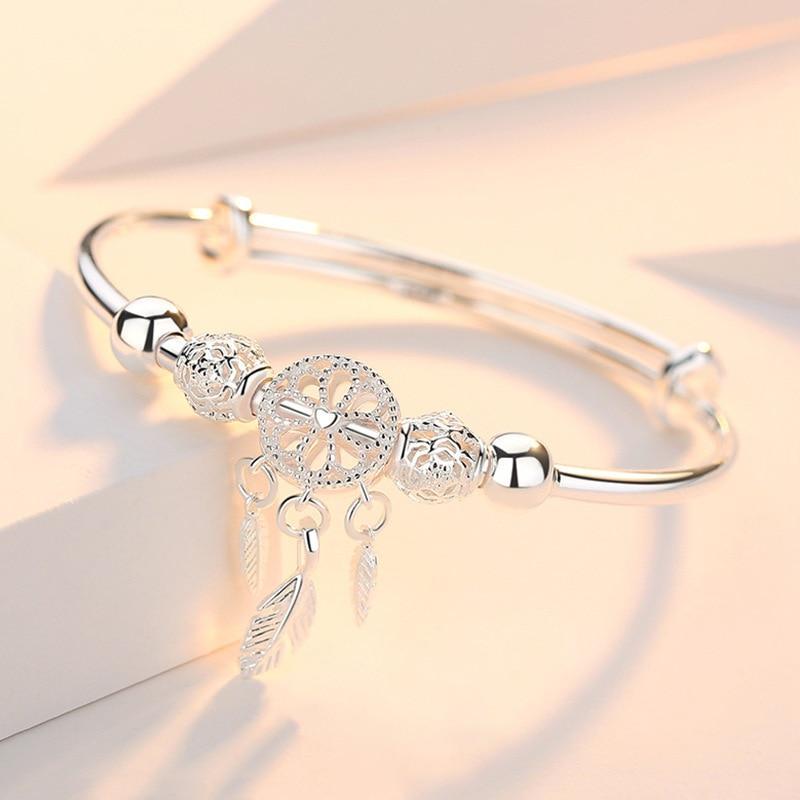 Pulsera ajustable atrapasueños de plata 925