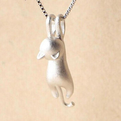 Collar de gatito juguetón en plata de ley 925