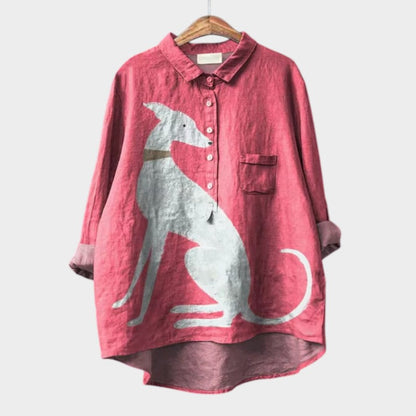 Ruby | Camisa oversize con diseño de perro y comodidad diaria para un look despreocupado 