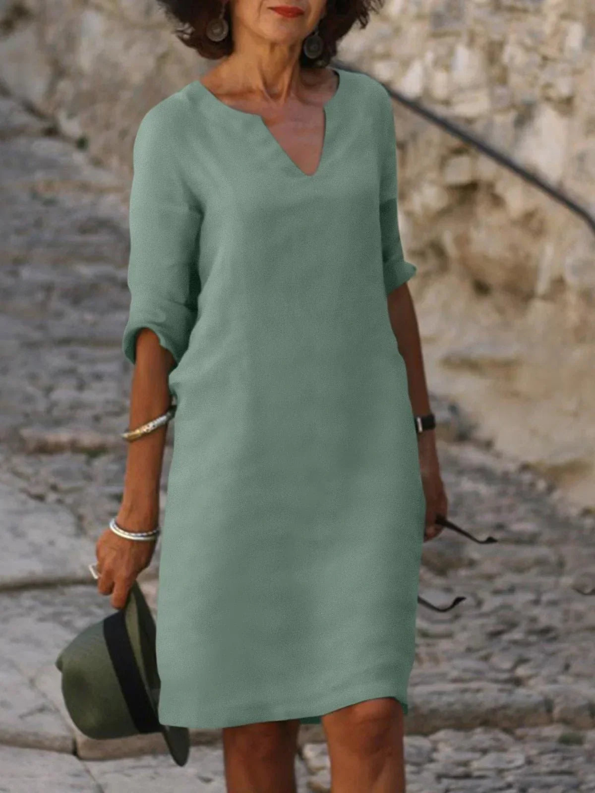 Saoirse™ - Vestido con cuello en V que disimula la barriga
