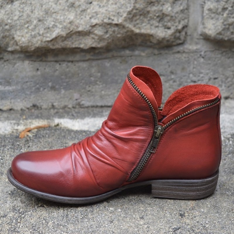 Elena™ - Botines urbanos de piel con cremallera 